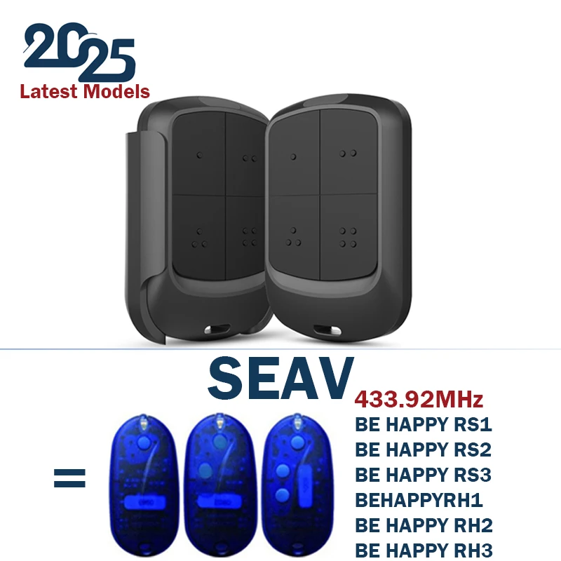 

Сменный пульт дистанционного управления SEAV Clone BE HAPPY RS2 RS3 RS1 RH 1 RH2 RH3 433 МГц для гаражных ворот с электрическим открыванием ворот