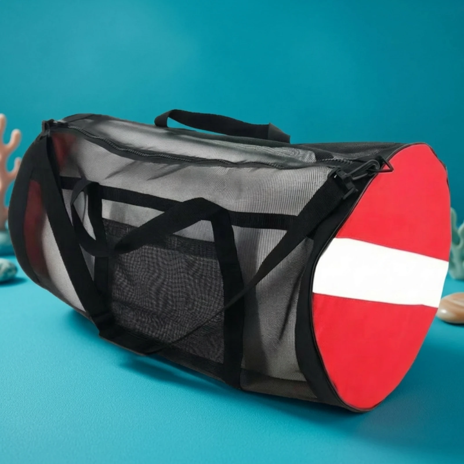 Mesh Duffel Bag with Shoulder Strap Ventilated Mesh Duffel Bag with Zipper Closure Breathable Heavy Duty for Scuba Divers, Beach