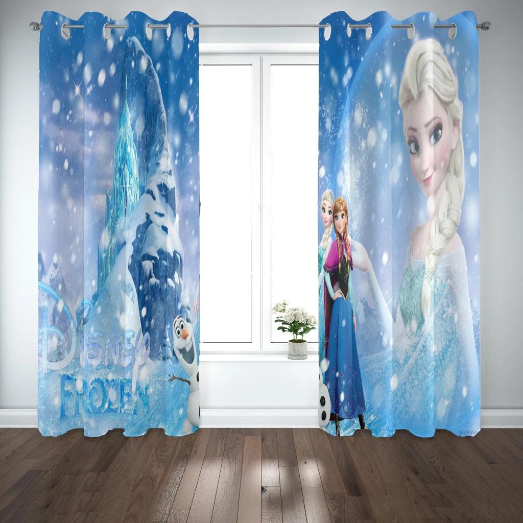 엘사 공주 겨울왕국 커튼, 거실 홈 장식, 암막 커튼, 발코니 스크린, 주방 캐비닛 방진 
