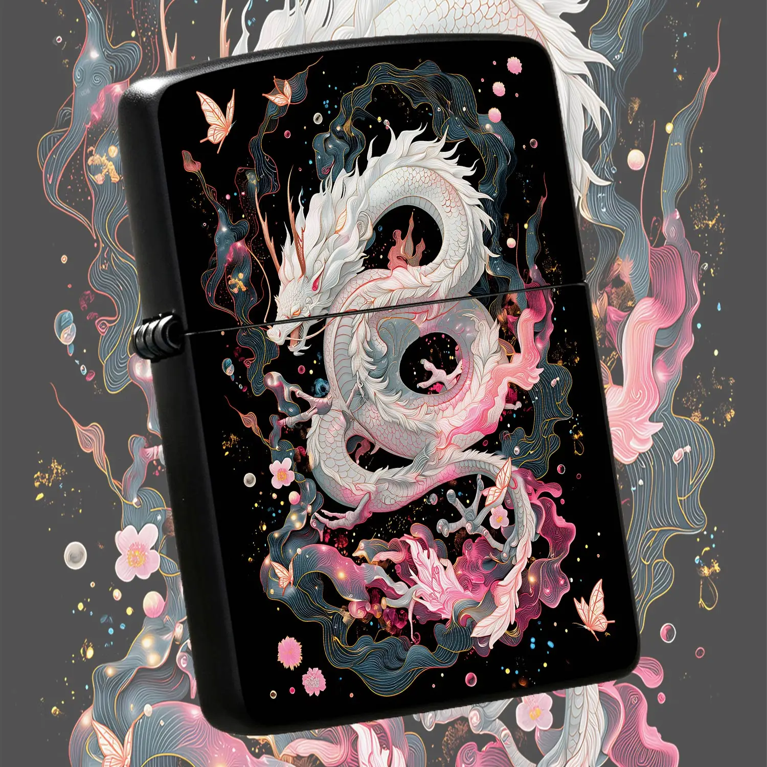 Exquisite Eastern White Dragon Pattern Lighter, Aesthetic Traditionalauspicious Dragon Art Decor Portable Igniter, Chic Unique All-Match Accessory For Daily Use, Gifting, Collection, Suitable For Home Outdoor Travel Var A Humorous And Inter