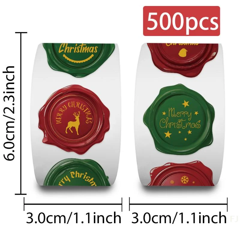 [YU]500개 메리 크리스마스 스티커 1인치 원형 크리스마스 태그 스티커 어린이 선물 베이킹 패키지 봉투 문구 장식용