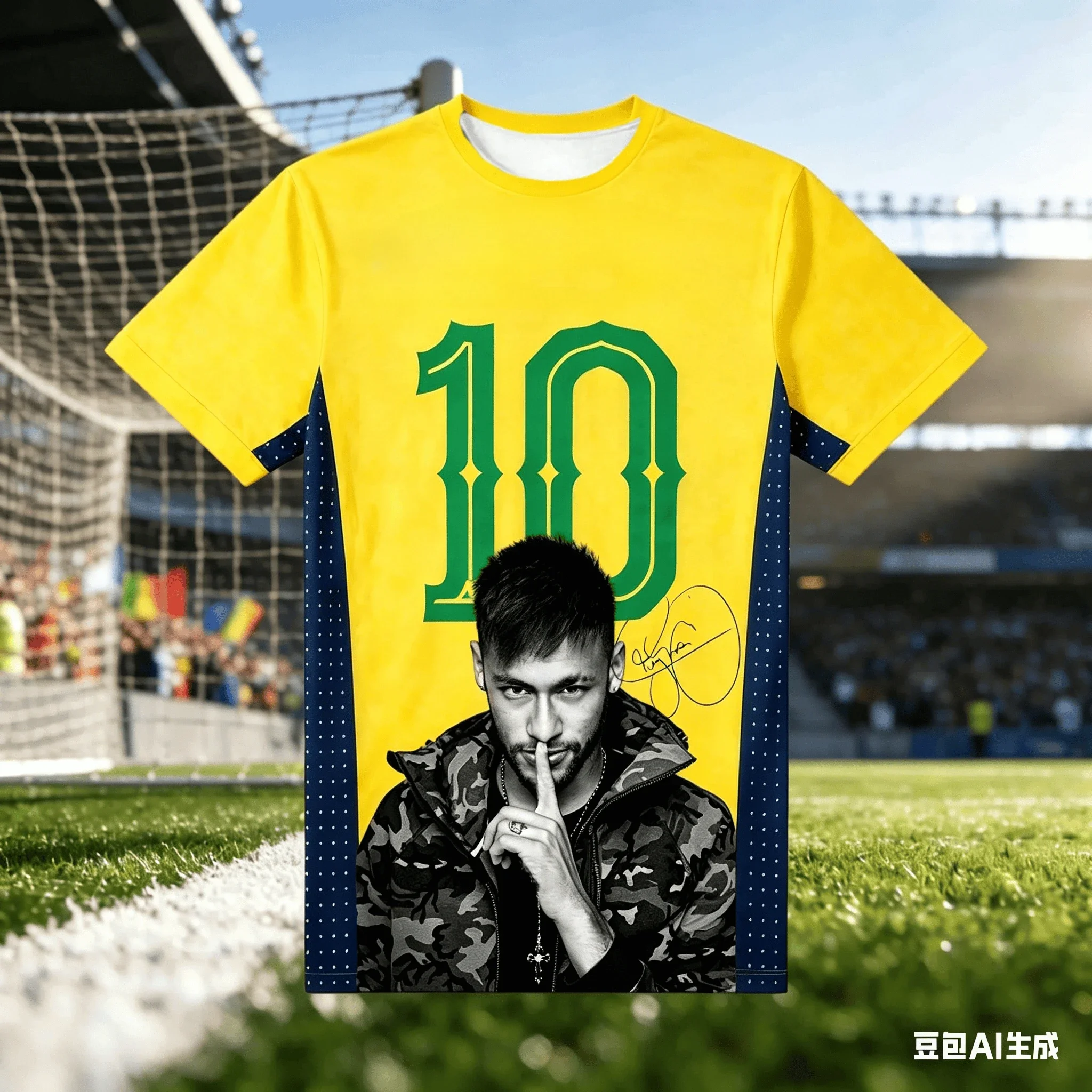 Turn Your Idol Into A Piece of Art! Neymar No. 10 Adult and Kids Parent-child 3D Printed Short-sleeve Support Sports Casual
