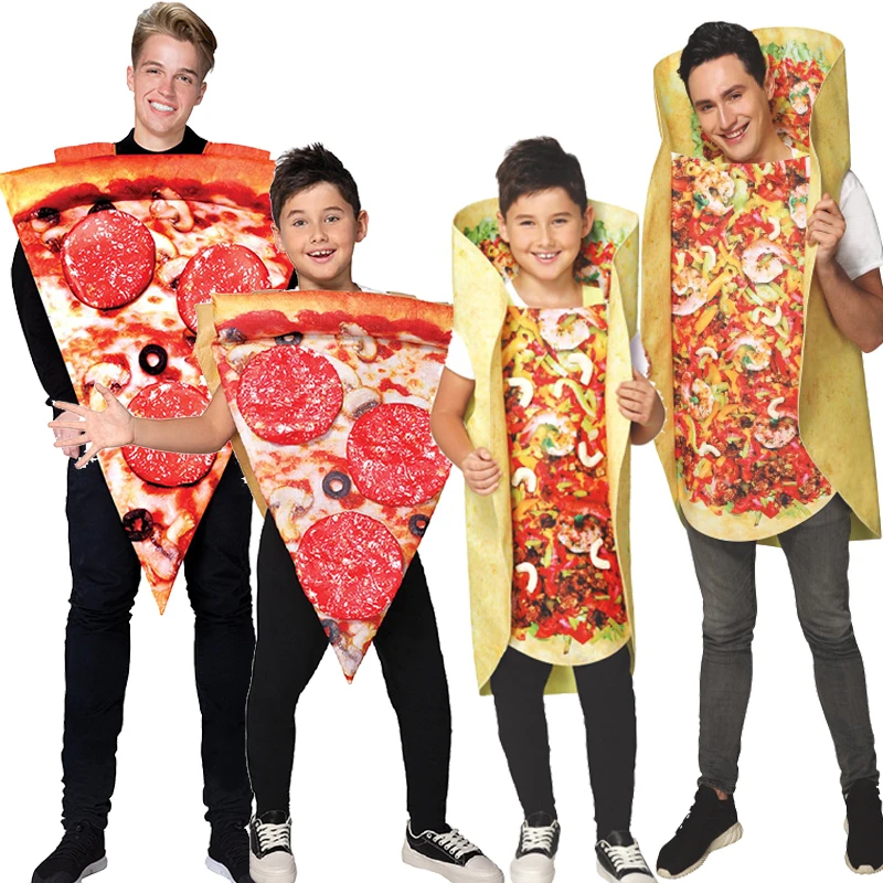 Disfraz Unisex de Rebanada de Pizza para Adultos, Disfraz de Halloween, Cosplay de Comida Rápida, Disfraz de Taco Mexicano para Niños