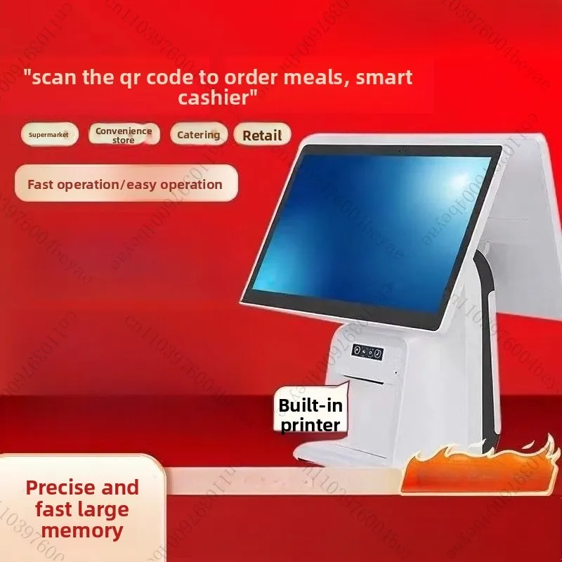 

Кассовый аппарат для супермаркетов, интегрированная система кассового аппарата для взвешивания, сенсорный кассовый аппарат с двумя экранами для общественного питания