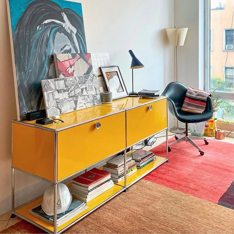 

Modern Living Room TV Stand Storage Cabinet Storage Shelf Metal Stainless Steel Organizer for Home Office DIY Module Furniture