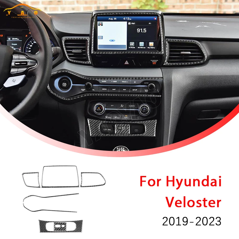 

Car Sticker For Hyundai Veloster 2019 2020 2021 2022 2023 Carbon Fiber Central Air Outlet Control CD Trim Car Accessories