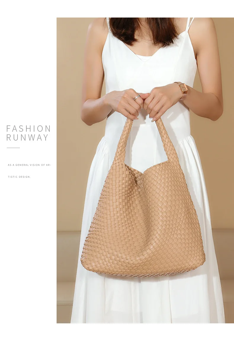 Chic Large Capacity Weave Tote Bag Soft Leather Intrecciato Handbag Shoulder Bags for Women's Fashion Work Travel Daily Outings