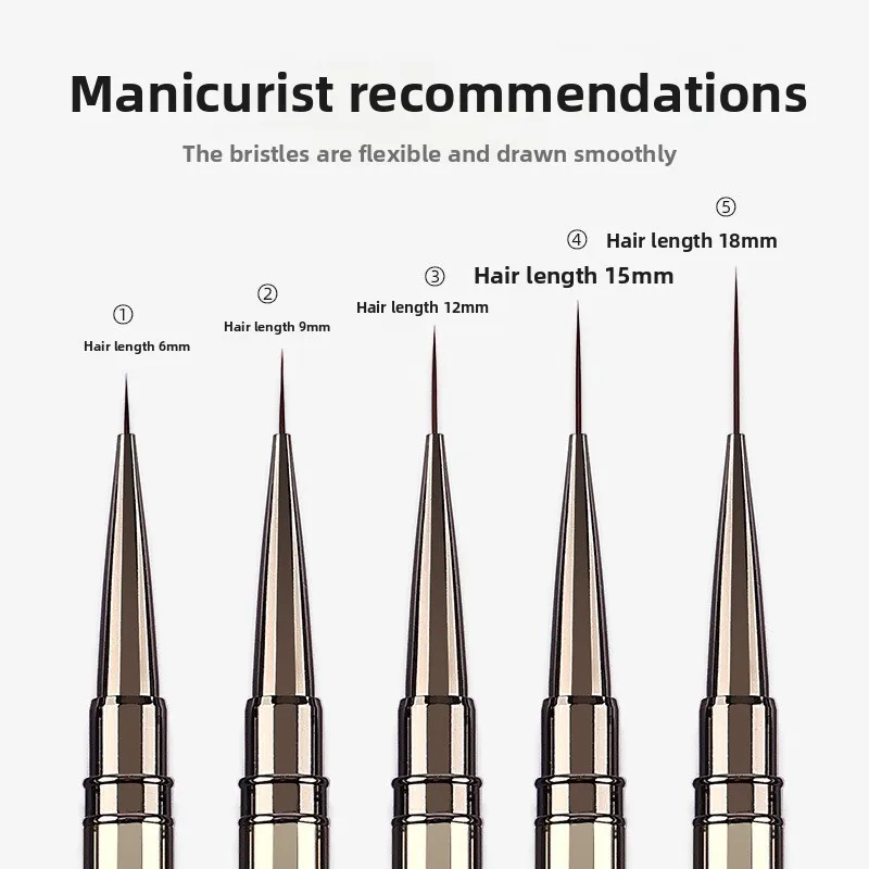 Nails Art Liner Brushes Elongated Lines Striping Drawing Painting 6/9/12/15/18mm Nail Design Pen Professional Manicure Tool