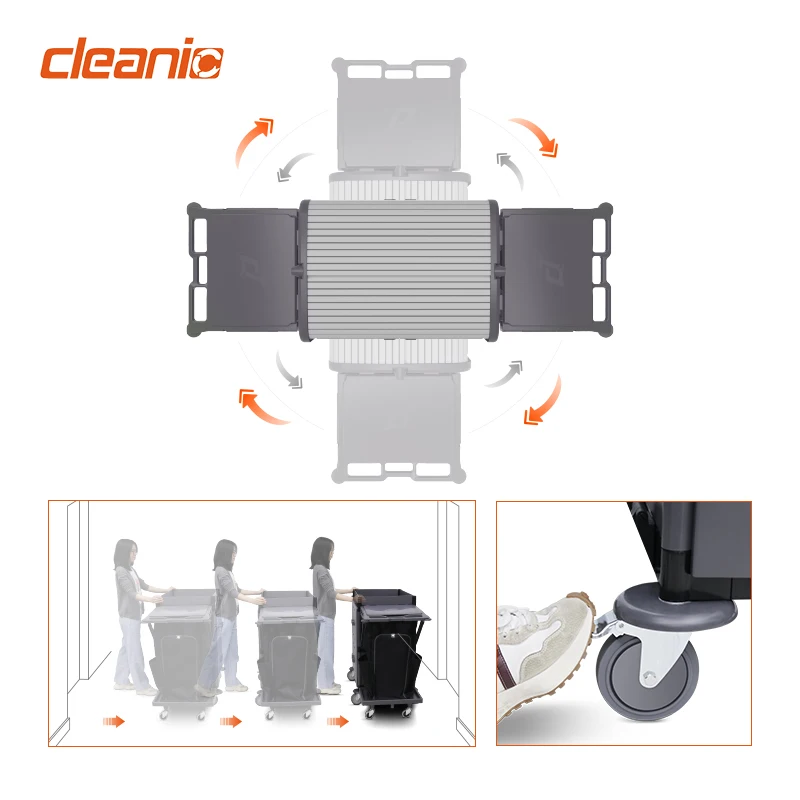 Carrello per la pulizia del villaggio in plastica 2025Hotel Carrello per la pulizia commerciale Carrello per la pulizia delle pulizie Carrello di servizio su ruote