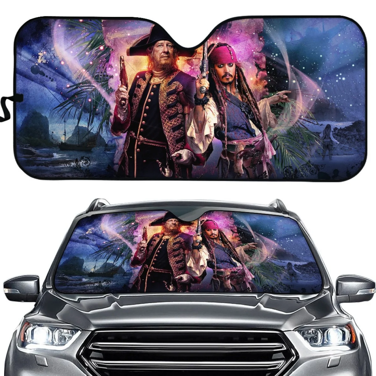 Car Accessories Caribbean Movie Car Sun Shade Jack Sparrow Front Window Sun Protection UV Protection Car Windshield for Men SUV