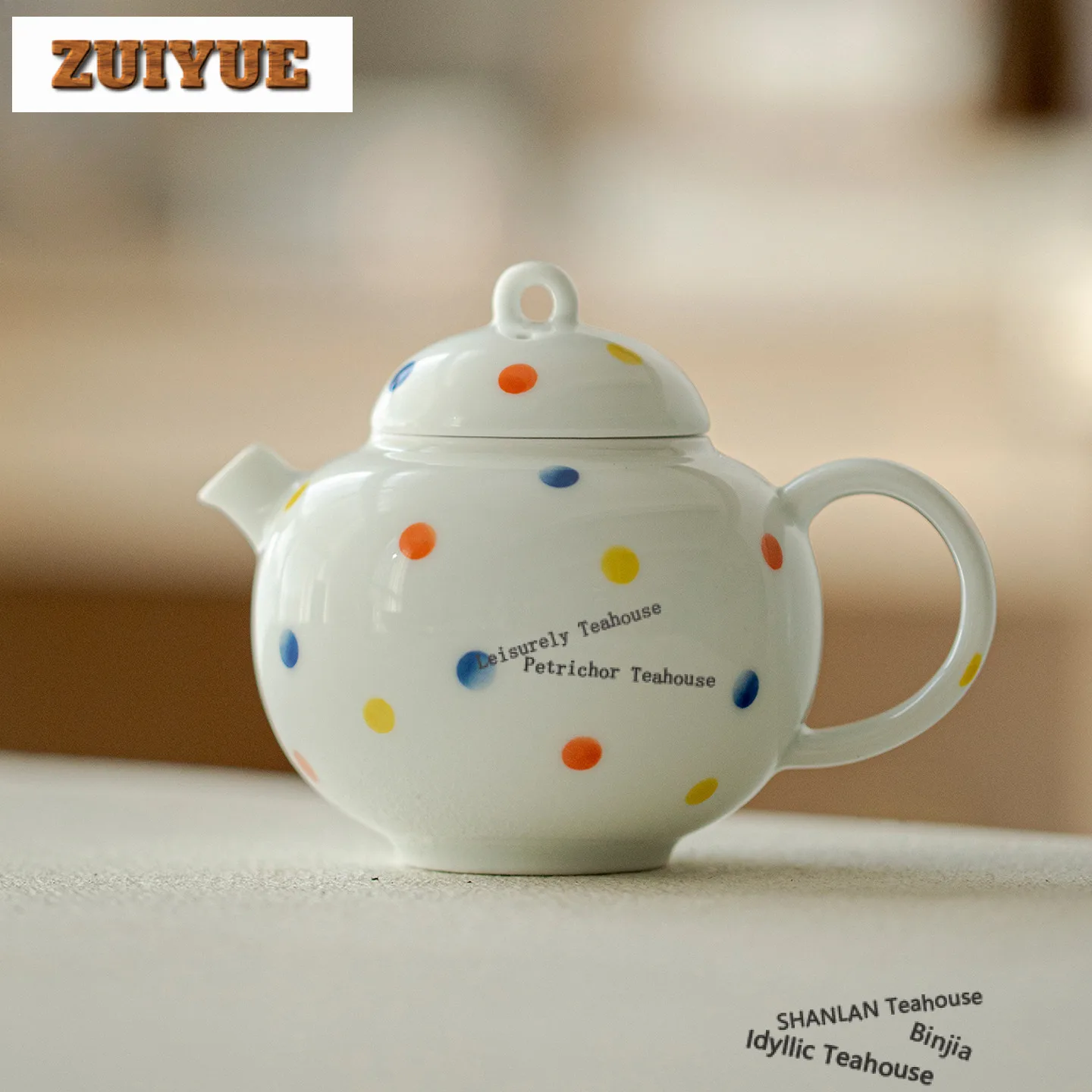 

160ml Hand-painted Colorful Polka Dot Teapot Zen Tea Infuser Pot Tea Brewing Kettle With Strainer Cafes Accessories Collection