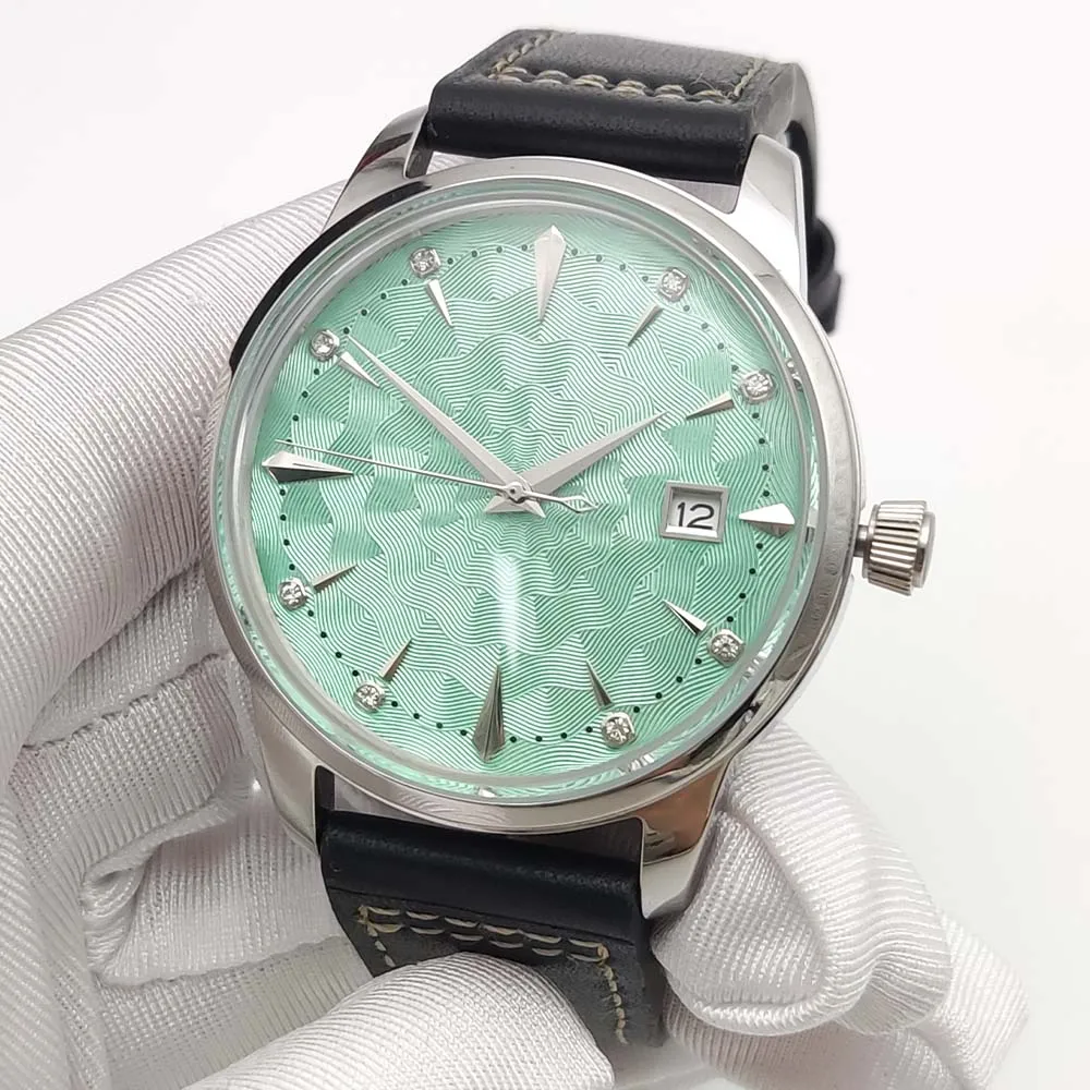 Reloj mecánico automático retro para hombre de 40 mm, 7 colores de esfera estéril, vidrio acrílico, correa de cuero, reloj para hombre
