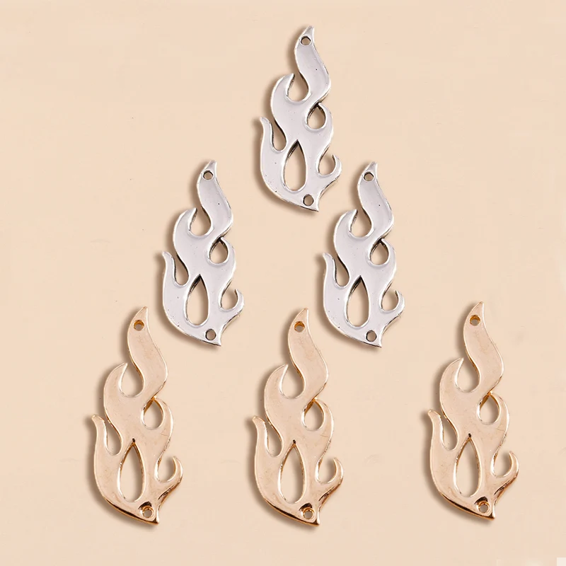 Leslie 10 teile/los 15*39mm Trend Metall Feuer Charms für Armbänder Anhänger Halsketten DIY Legierung Charms Schmuck Zubehör – Detail 2
