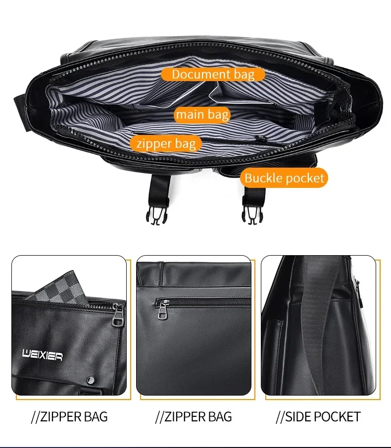 Bolso de negocios de gran capacidad para hombre, maletín de PU resistente al agua y duradero, bolso cruzado de un hombro, gran oferta, novedad