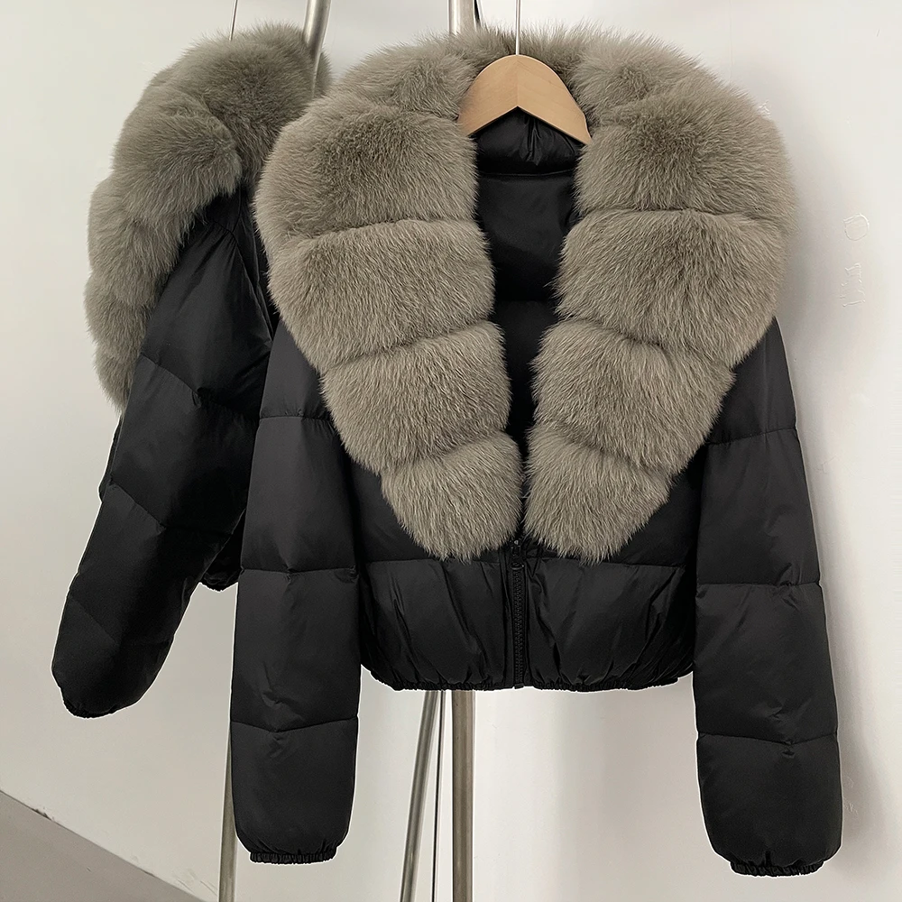 

Down Coat Women 2025 Winter Natural Raccoon Fur Coat Female Short Puffer Jacket New Real Fur Jacket Female Thick Parka Loose