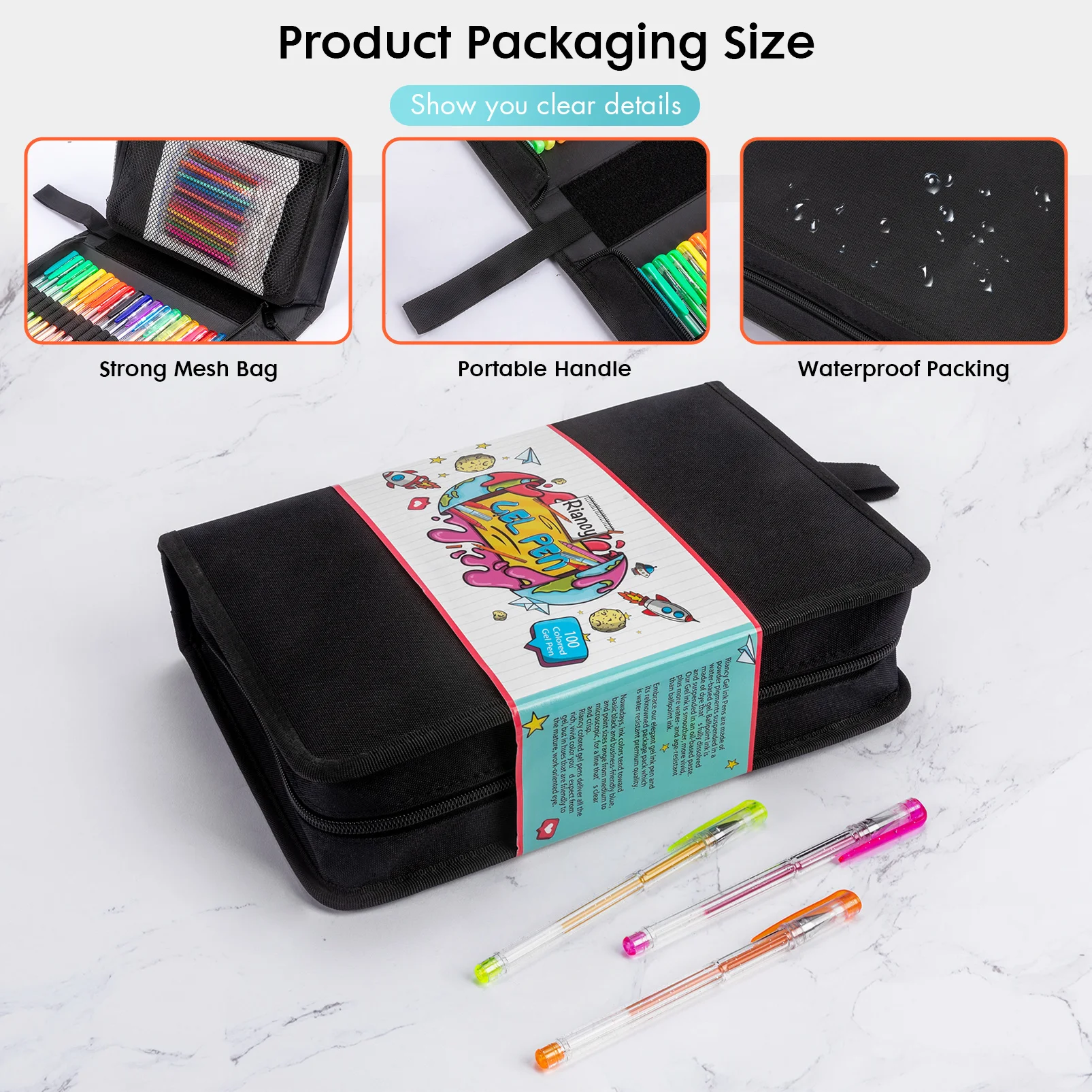 Colored Gel Pen Set 100 Colors For Drawing Painting Sketching 0.5 mm Glitter Color Ballpoint Pen School Office Supplies 040301
