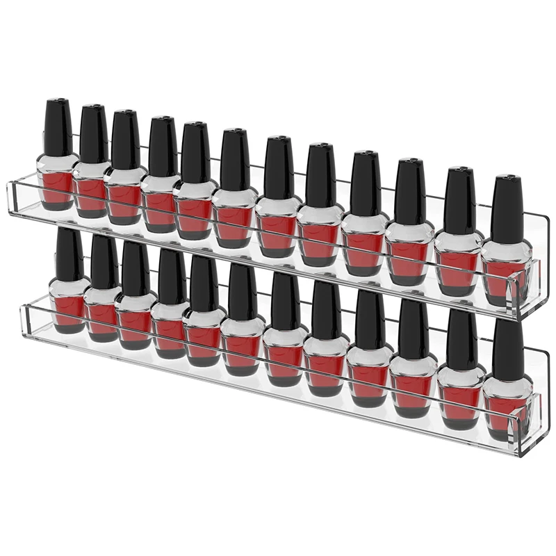 1/4 Layer Nail Polish Display Rack Transparent Acrylic Storage Holder Nail Art Tools Lipstick Organizer Wall-mounted Shelf