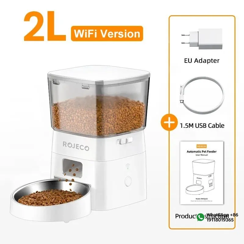 Applicable toROJECO 2L Automatic Cat Feeder WIFI Smart Pet Food Dispenser For Dry Food Dogs Kibble Dispenser With Remote Control