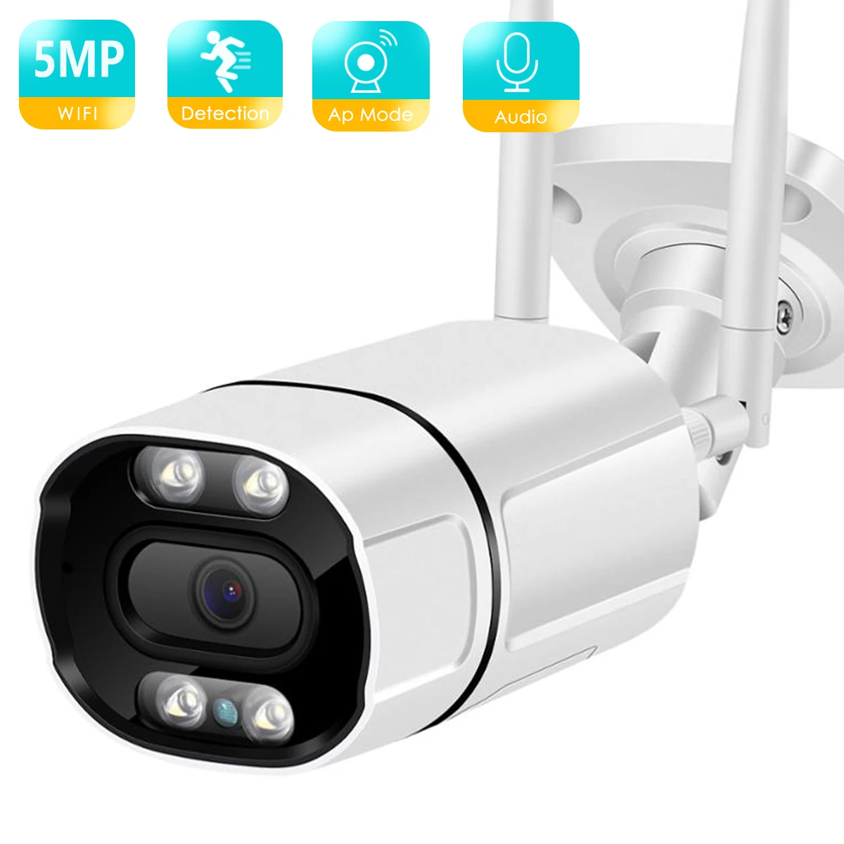 BESDER 5MP IPCamera Wifi Outdoor Ai Human Detect Audio Wireless Camera 1080P HD Color Infrared Night Vision Security CCTV Camera