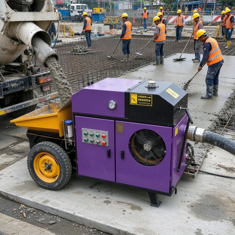 Portable Small Diesel Concrete Pump Mini Concrete Pumping Machine With Enlarged Discharge Port Mobile Concrete Pump For Work
