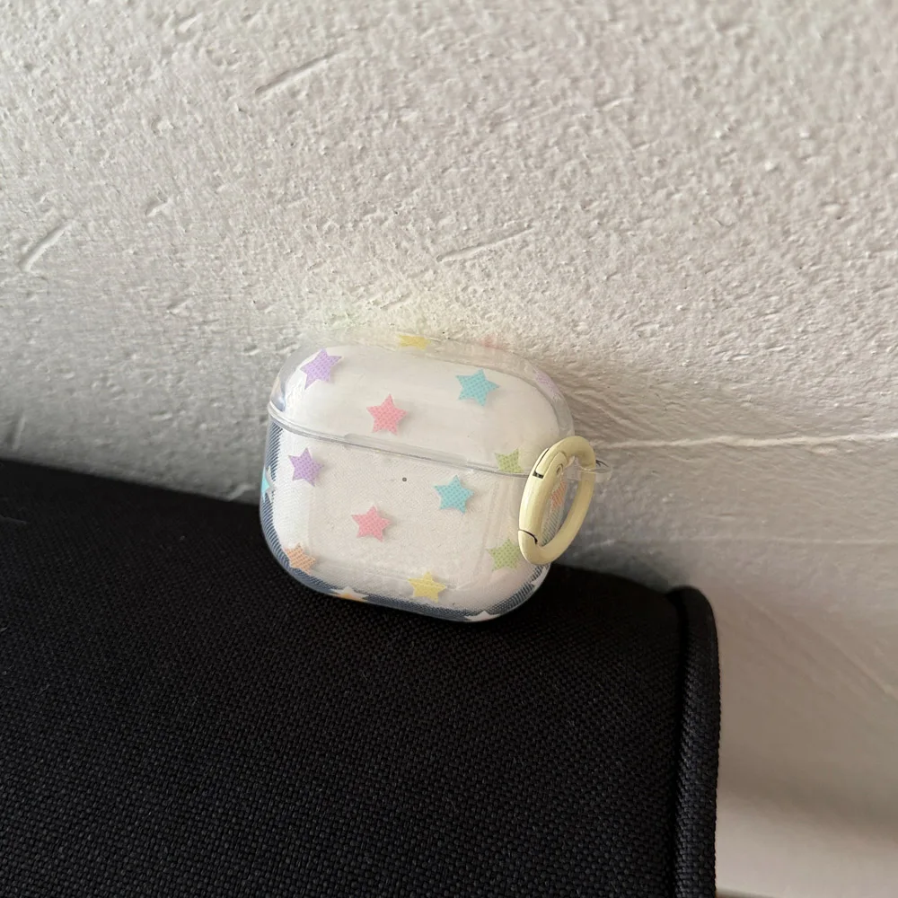 Simple Transparent Colorful Star Wave Point Case For AirPods 2 3 4 Pro 2 3 4ANC Soft Tpu Charging Box Protective Cover Shell
