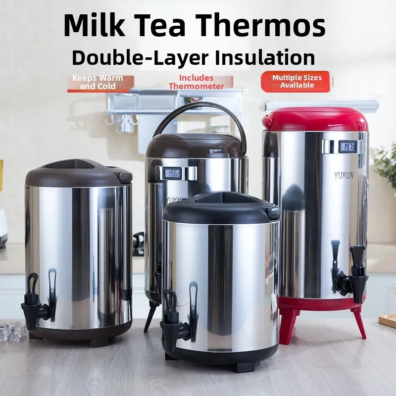 

Термос из нержавеющей стали для молочного чая, двухслойный, 0,5 л, для соевого молока, коммерческий, с краном для чая и воды, аксессуары