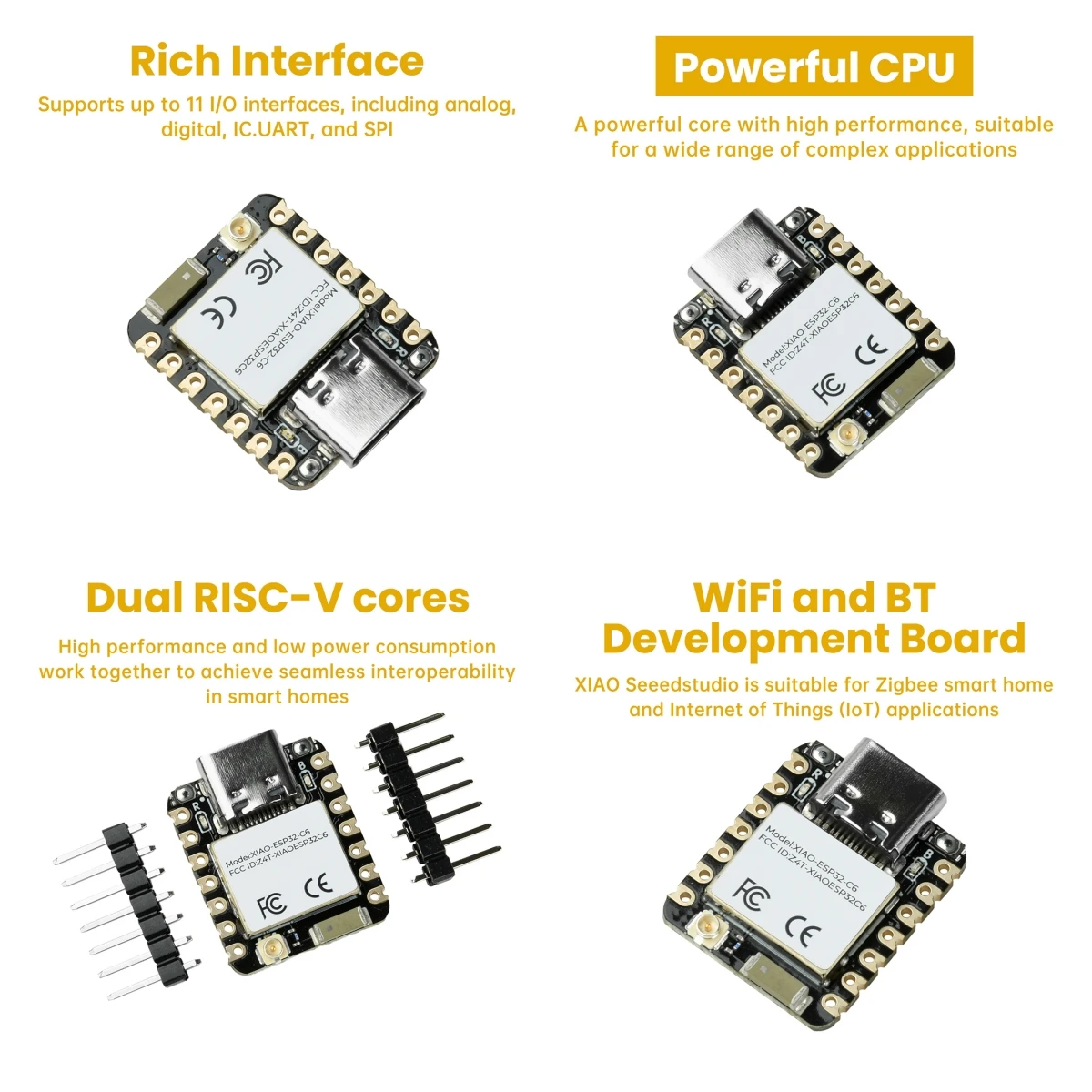 

ESP32-C6 WiFi Bluetooth Макетная плата XIAO Seeedstudio для Zigbee Smart Home IoT ESP ESP32 C6 Type-C