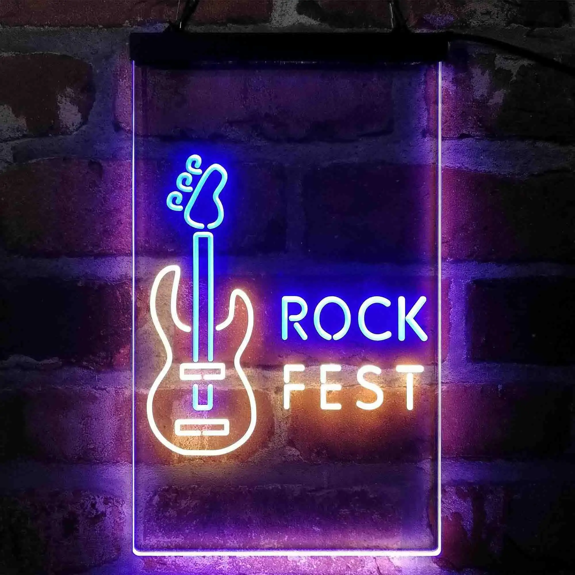 

Rock Fest Guitar Room Dual-color LED Neon Sign st6-i4088