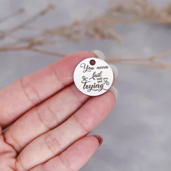 3Pcs/lot You Never Fail Until You Quit Trying Laser Engraved Stainless Steel Charm For Jewelry Making High Polish Pendants