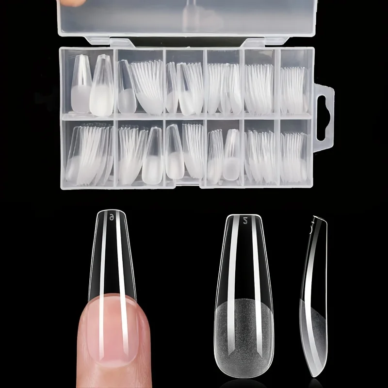 120 Stuks Volledige Dekking Druk Op Nagel Tips Stiletto Amandel Vierkante Doodskist Franse Valse Fake Soak Off Gel Nail Extension tips Capsule