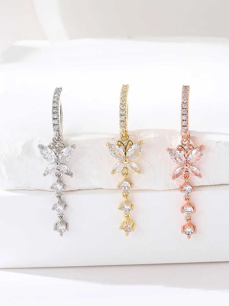 Kuniu 1pc Fashion Personalized Butterfly Pendant Zircon Belly Ring Women Piercing Body Jewelry Party Jewelry