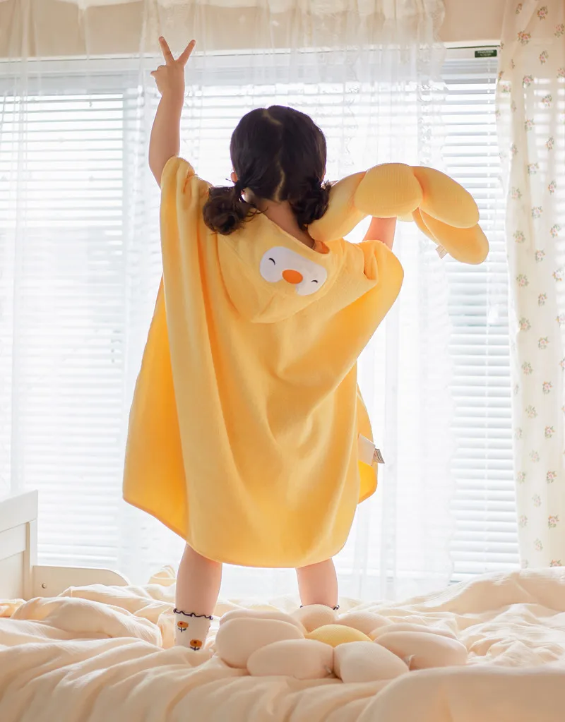 Albornoz de algodón para bebé, Toalla de baño infantil de dibujos animados, capa con capucha, toalla de playa suave, bata de baño para niños y niñas