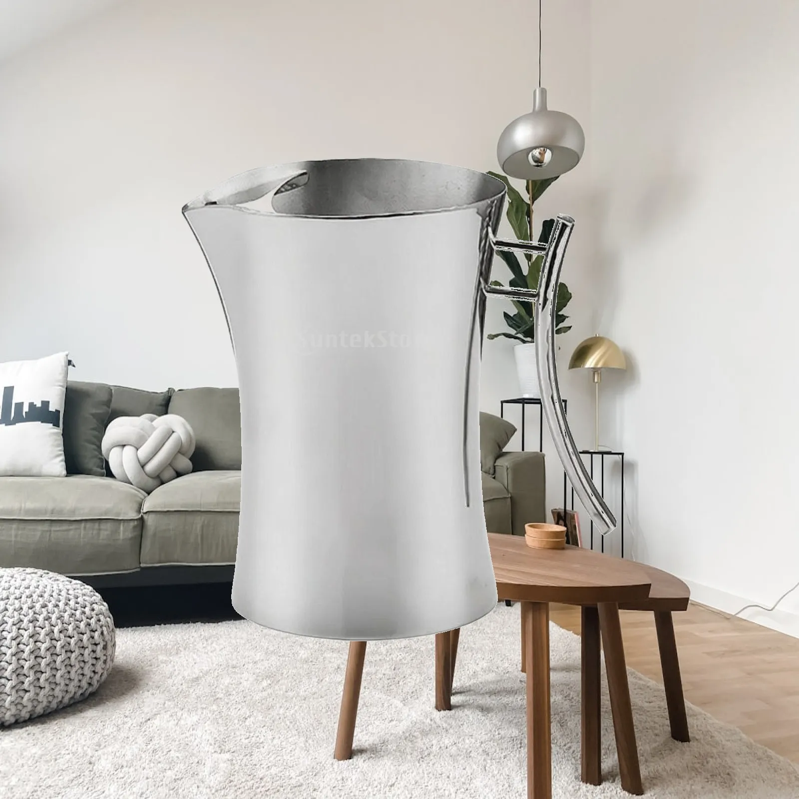 Water Pitcher with Handle Stainless Metal Water Pitcher Metal Carafe for Hosts, Dining Table, Home Entertaining, Tea Service