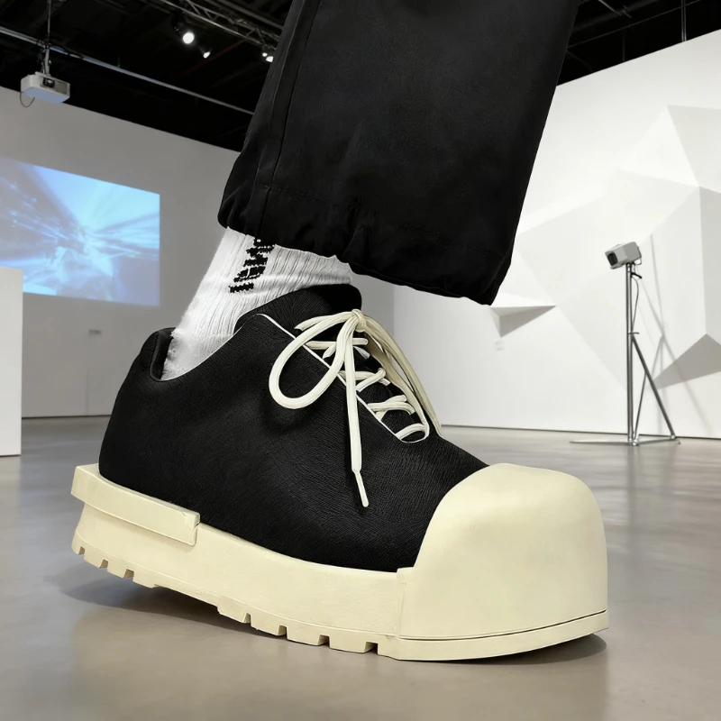 Unisex Footwear Round Toe Thick Sole Platform Chunky Heels Men Sneakers Fashion Brand Design Women Casual Shoes Flats