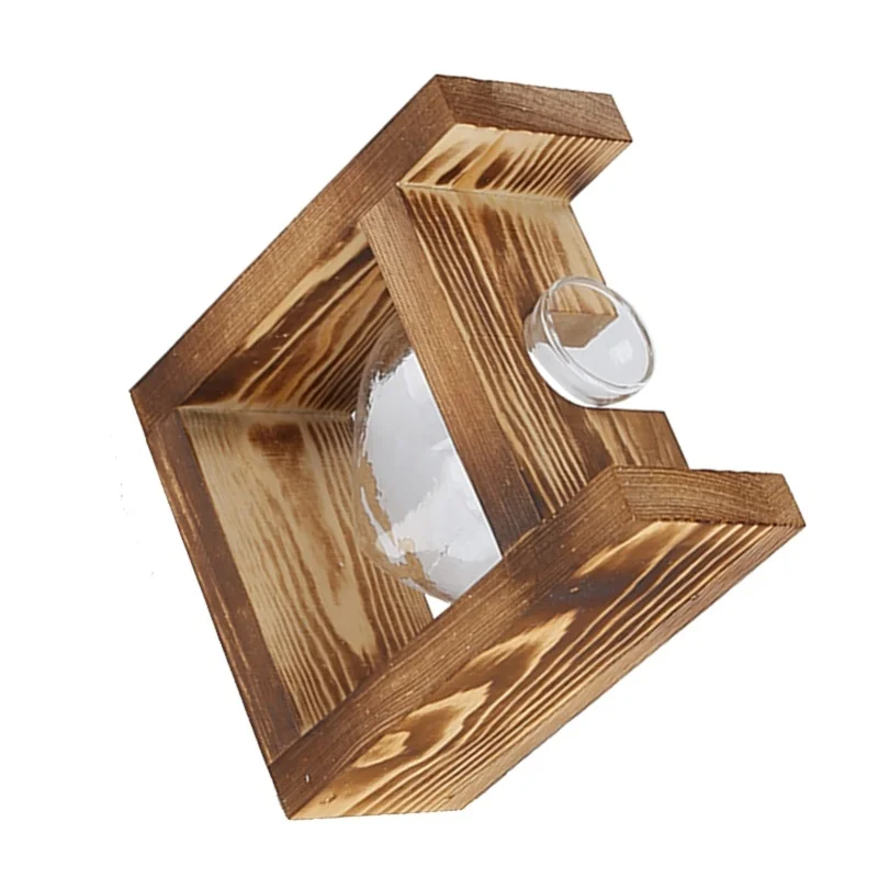 Innovative Flower Pot With Vintage Wooden Frame Transparent Tabletop Vase Home Decoration(1 HeartShaped Bottle )