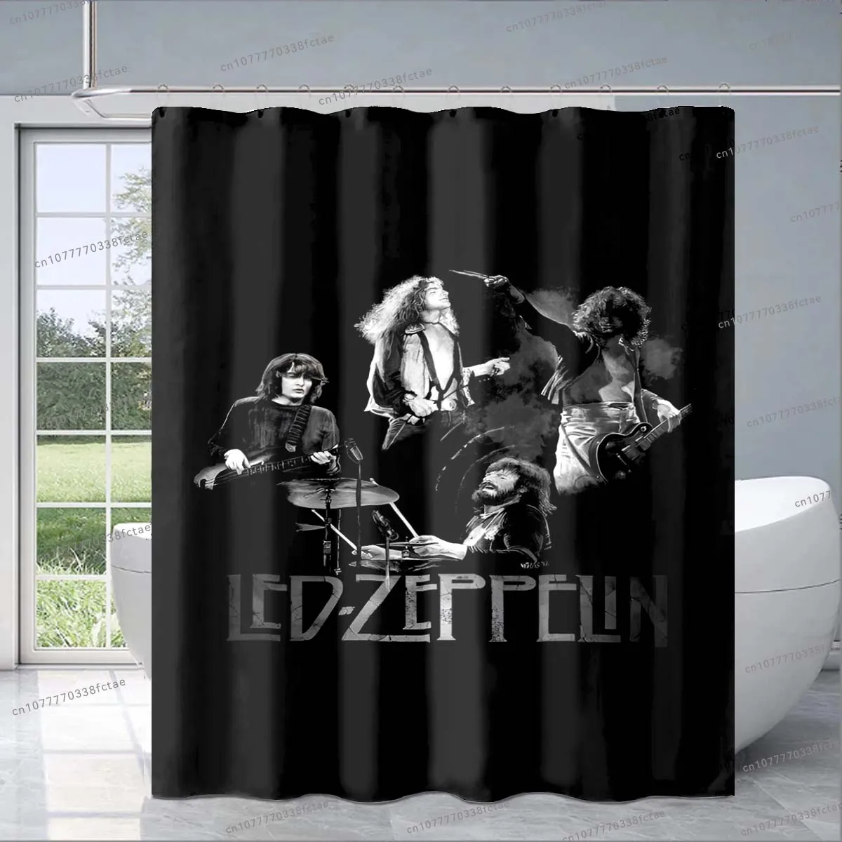 Rock and Roll Band LED Zeppelined Shower Curtain Retro Heavy Metal Rock Band Shower Curtain Bathroom Fashion Decoration Gift