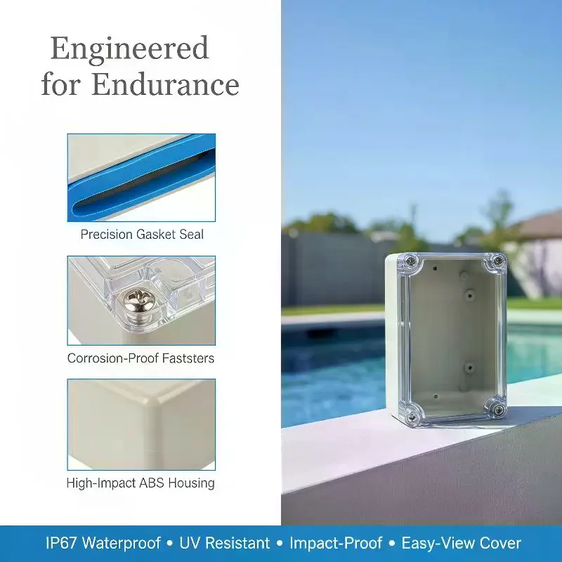 IP65 ABS Circuit Enclosure Box: Waterproof Electronic Project Wire Junction Transparent Outdoor