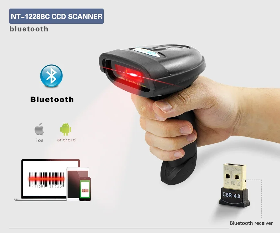 NETUM-Barcode Scanner CCD sem fio, W6, W8-X, Bluetooth, 2D Bar Code Reader, QR Data Matrix, PDF417, IOS, Android, Windows