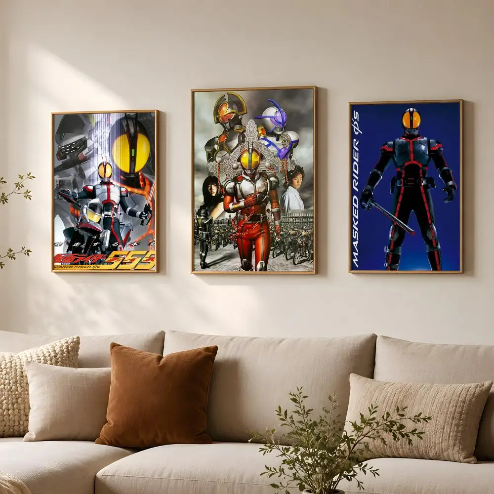 Tokusatsu K-Kamen Rider Faiz-z Poster Vintage Self Adhesive PP Wall Art for Living Room Bar Bedroom Home Decor Gift
