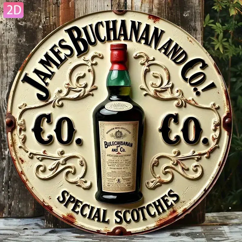 [2D Flat] James Buchanan & Co. Scotch Whisky Vintage Aluminum Sign 7.87