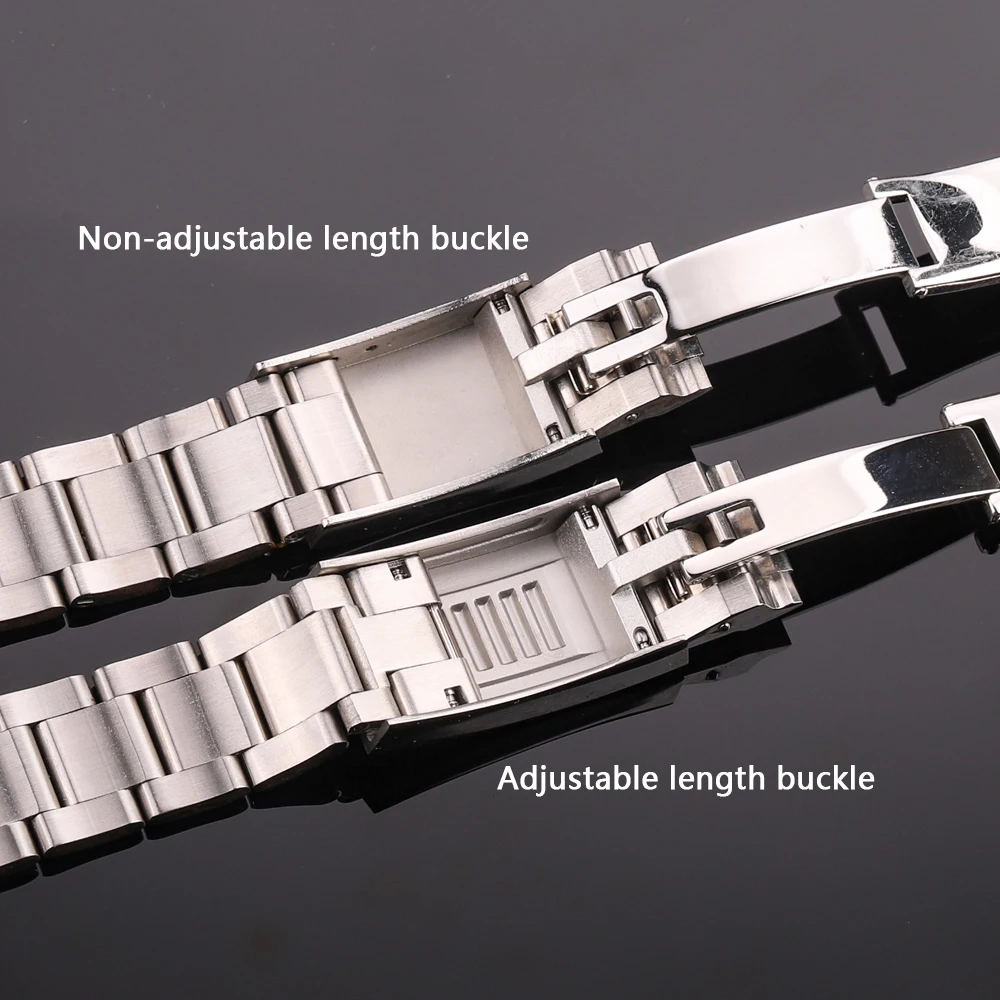 20mm 316L Stainless Steel Watchbands Bracelet Silver Brushed Metal Curved End Replacement Link Deployment Clasp Watch Strap - Image 4