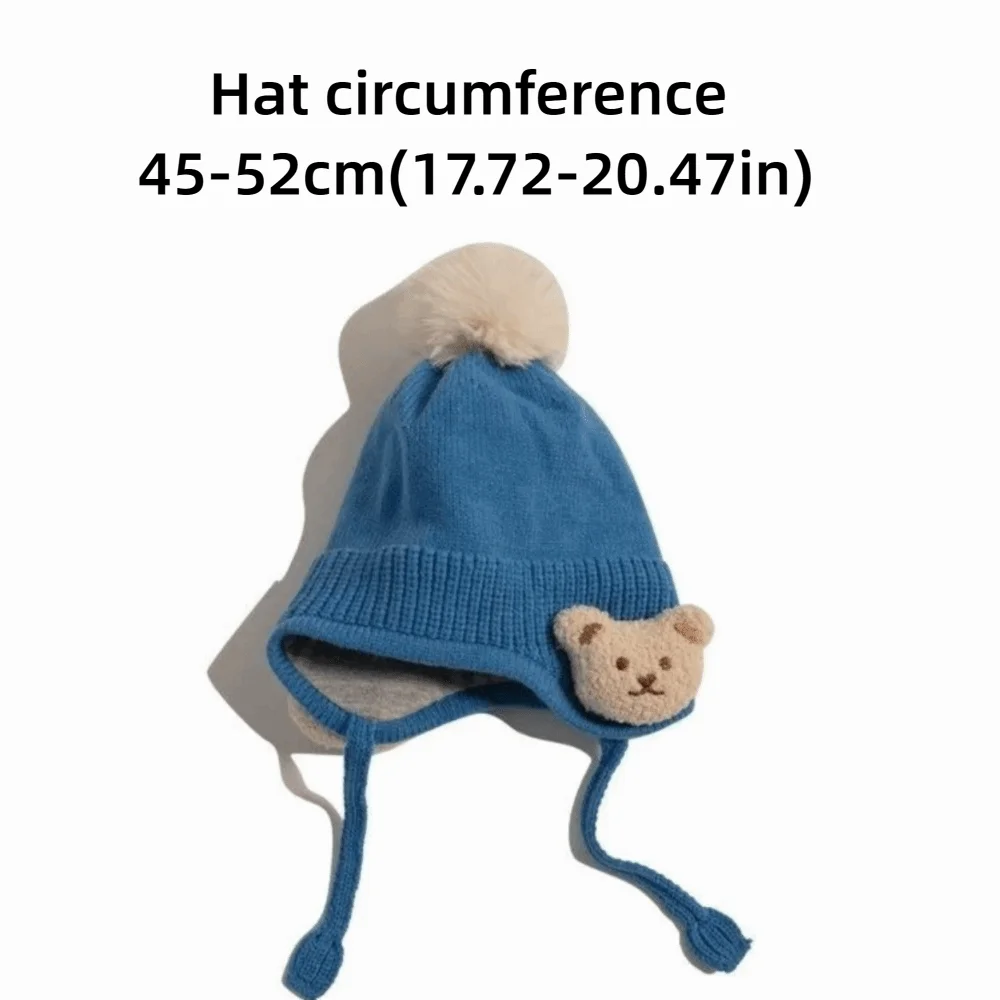 Zachte baby winter gebreide muts dikker warm schattige cartoon beer beer oorklep muts haak gebreide oorbescherming hoeden baby jongens
