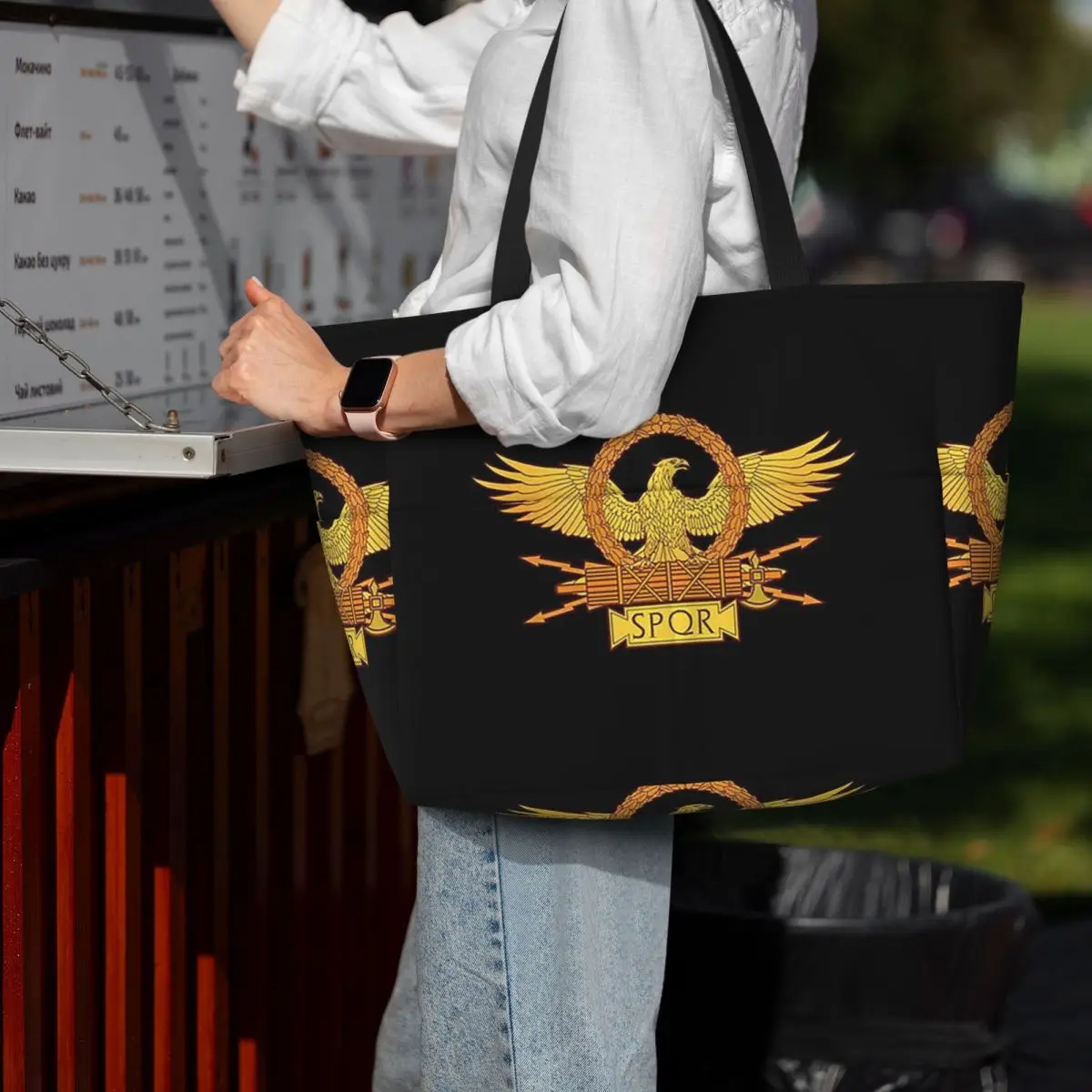 

Старинный Рим SPQR Eagle Стандартная пляжная сумка-тоут Спортивная сумка для тренажерного зала Йога Duffle Большая сумка-тоут Женская дорожная сумка Сумка для фитнеса