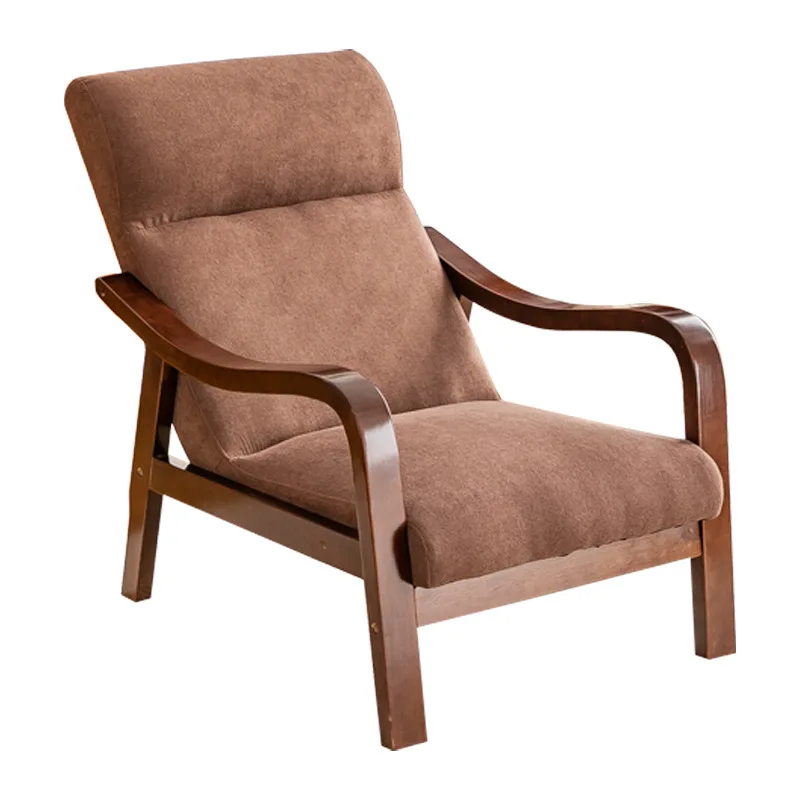 أريكة كسولة مفردة حديثة للترفيه المنزلي كرسي من الخشب الصلب لكبار السن مع مسند ظهر لغرفة المعيشة وغرفة النوم وشرفة القيلولة #1
