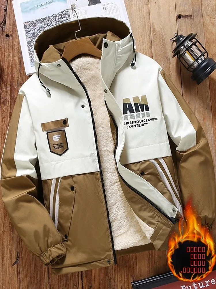 

Зимняя мужская хлопковая куртка, повседневная рабочая одежда, ветрозащитная, водонепроницаемая, теплая, молодежная, модная, из полиэфирного волокна, с капюшоном, на молнии