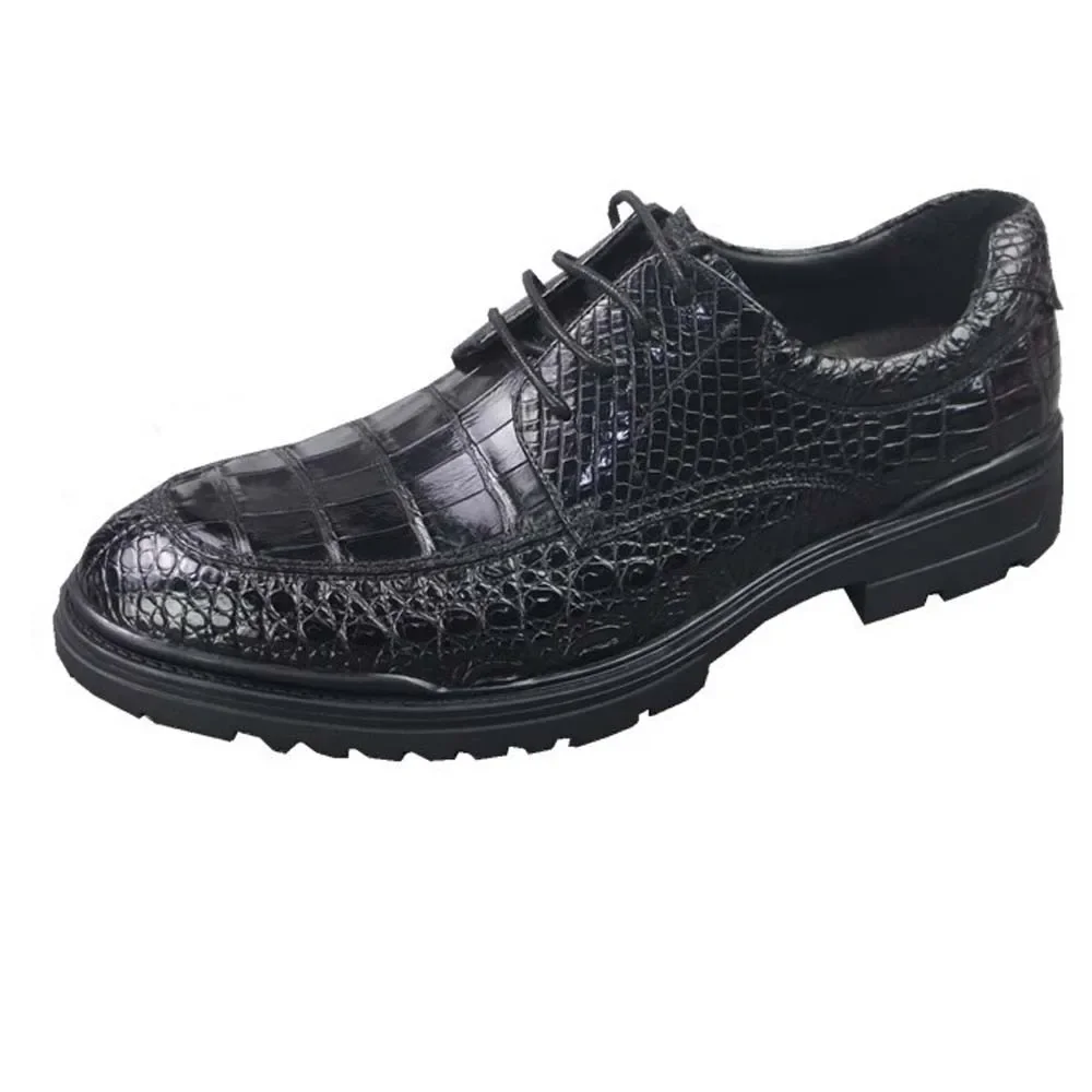 ousidun crocodile   new  Business shoes  black  pointed shoes Leather British  rubber  men Casual