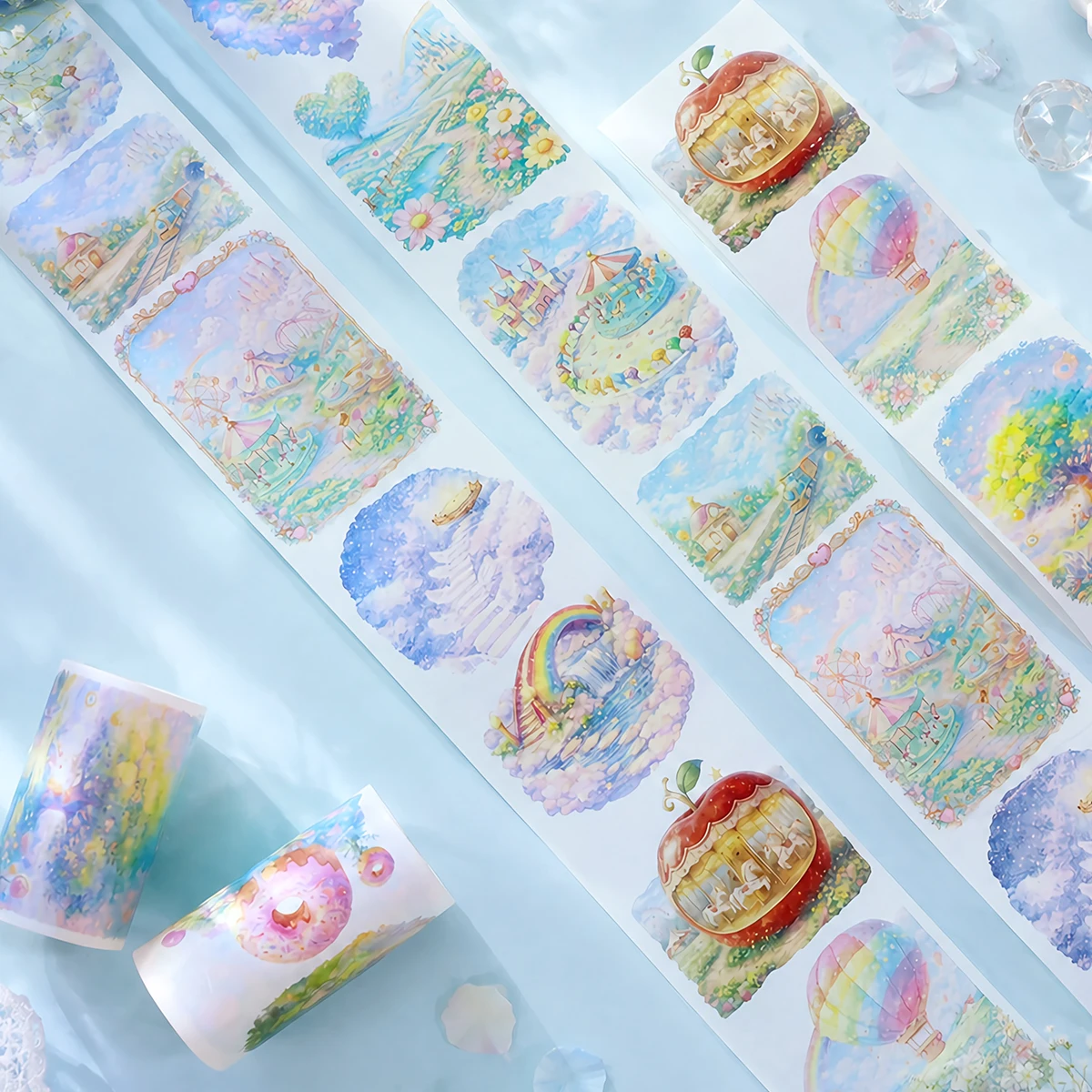 70mm*200cm Dream Colorful Amusement Park Landscape Washi Tape Creative DIY Journal Material Collage Scrapbooking Stationery