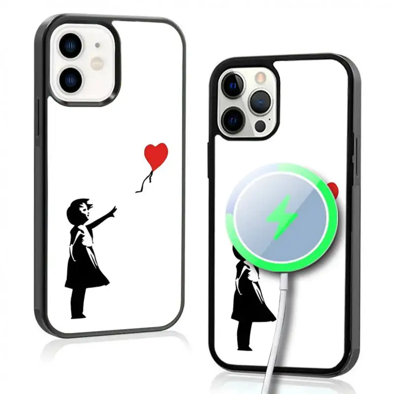 Banksy Letting Love Go Balloon Girl Case For iphone 11 12 13 14 15 Plus Pro Max Mirror Acrylic For Magsafe Wireless Charging