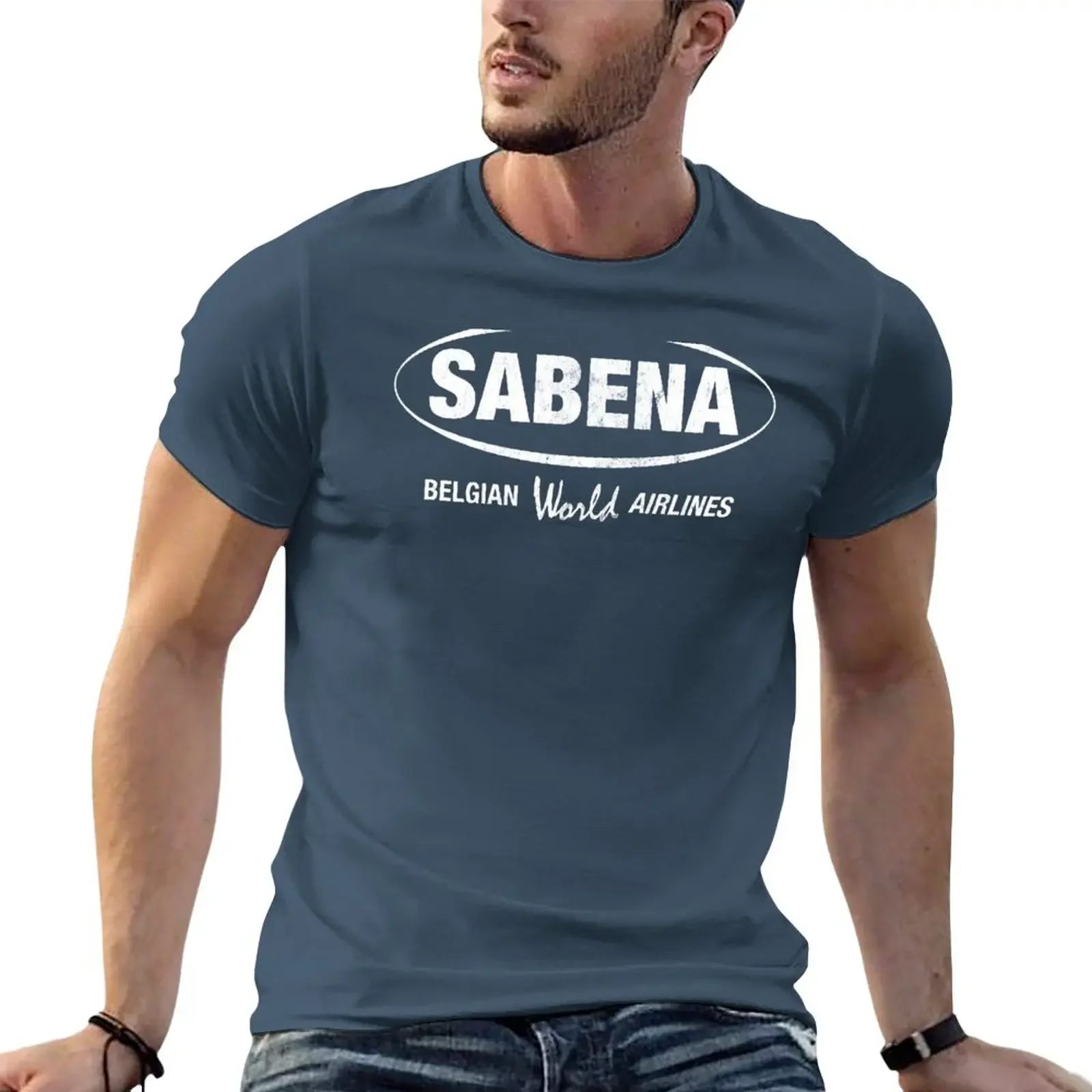 Sabena Belgian World Airlines Vintage Logo T-Shirt hippie clothes quick-drying oversized t shirts for men