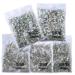 SS3-SS16 Diamantes de imitación de cristal para uñas sin fijación en caliente con parte posterior plana para decoración de uñas en 3D, decoraciones de piedras preciosas, manualidades DIY, joyería, accesorios para uñas